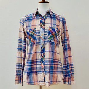 JCrew Buttondown pink and blue plaid workshirt - 6